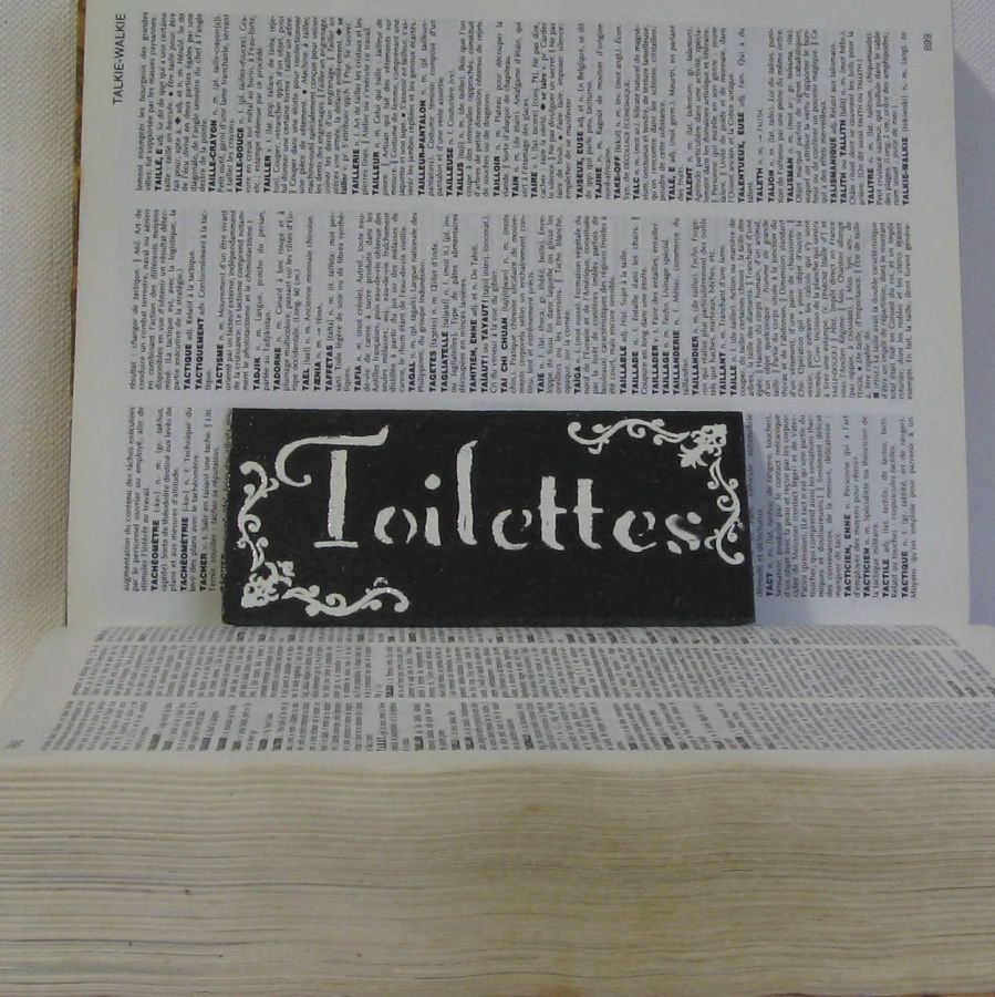 Toilet door plaque in white enamelled slate, Unique Creation