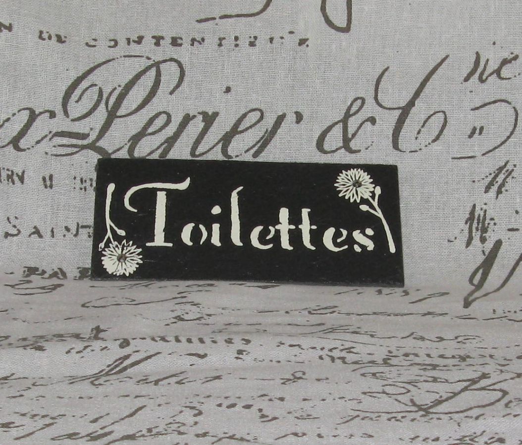 Enameled Slate Door Plaque for Toilets, Handcrafted Creation