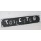 Slate Door Plaque for Toilet with Silver and White Enamel Letters, Hand Made Creation