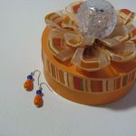 Orange and dark blue earrings