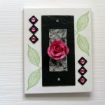 Foral painting with Roses and Slate on frame, can be put on Horizontal or Vertical, Unique Creation