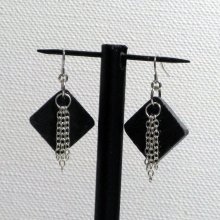 slate and silver plated earrings for pierced ears handmade
