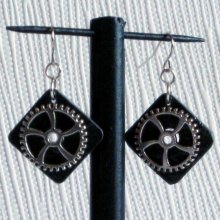 Slate steampunk style earrings for pierced ears, Unique Creation