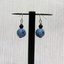 earrings fimo blue on silver hook