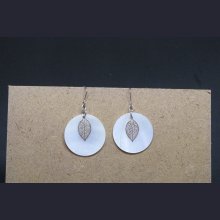 Earrings Leaf on Pearl, Unique Creation