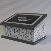Slate and wood box with feathers, Unique creation