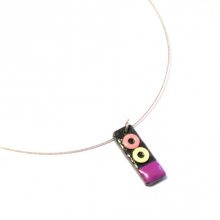 Petit Pendentif pour Femme ou Ado en Ardoise Emaillée rose et violet sur un montage au choix, Chaine ou Câble, Création Artisanale