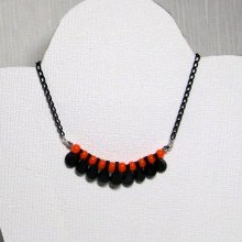 Black silicone and orange beads necklace for women