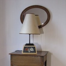 Large Slate and Wooden Table Lamp, Unique Creation