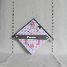 Pink Door Plaque Frame for Girl's Room, Unique Custom Design