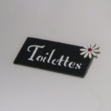 Slate Toilet Door Sign with Enamelled Letters, to be placed without hole, Original Creation