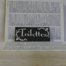 Toilet door plaque in white enamelled slate, Unique Creation