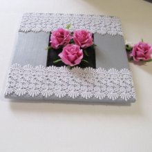 Floral painting Shabby Chic Style in Recycled Wood and Slate, Unique Creation