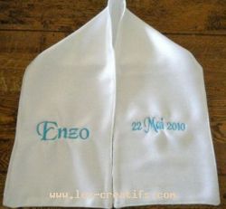 embroidered christening scarf