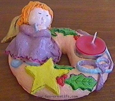 christmas angel candlestick in salt dough