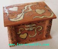 Wooden chest decorated with pyrography