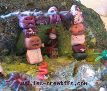 Fimo clay totem temple entrance