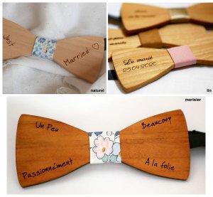 wooden wedding bow tie
