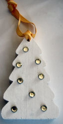 wooden fir tree with gold rhinestones