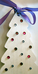 wooden fir tree with pink rhinestones