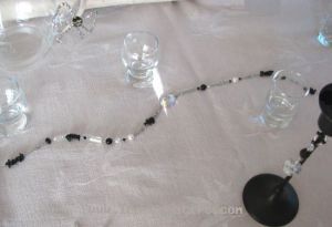 Black and white crystal table garland