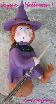 hallowwen witch figurine in fimo