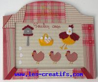 Frame and painting Chickens in fabric and felt