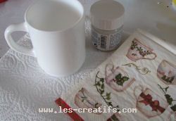 Materials to decorate a mug for Christmas