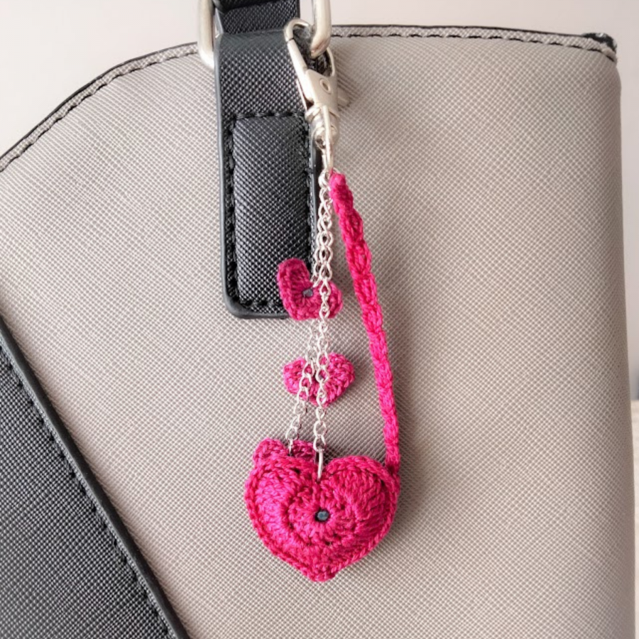 Heart" bag jewel Fuchsia