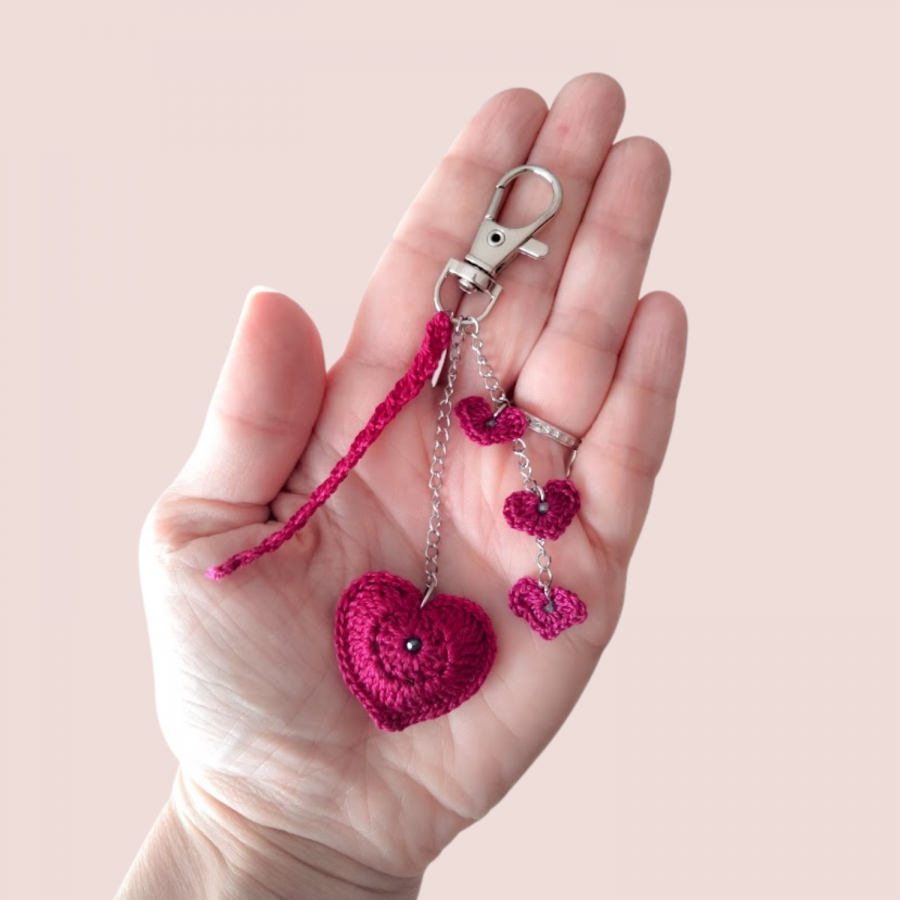 Heart" bag jewel Fuchsia