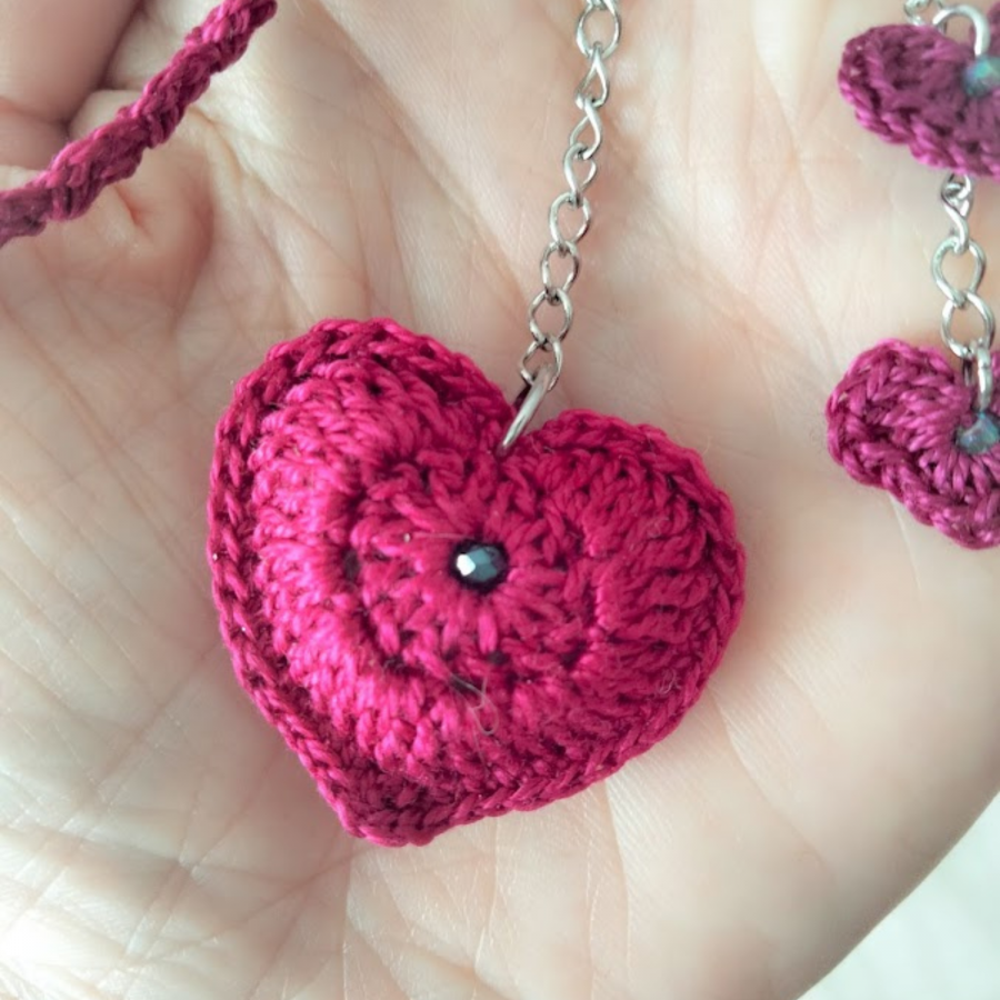 Heart" bag jewel Fuchsia