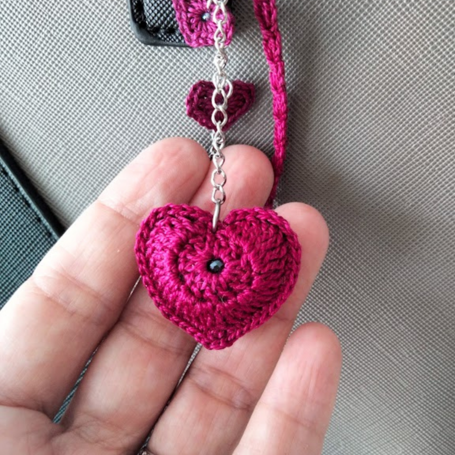 Heart" bag jewel Fuchsia