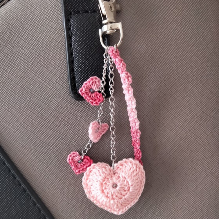 Heart" bag jewel Pink and Bordeaux