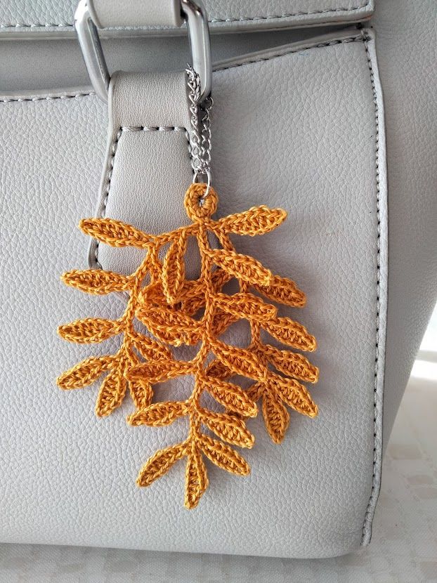 Bag jewel - Leaves - Mustard