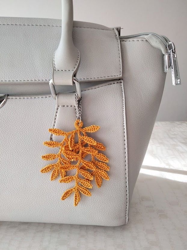 Bag jewel - Leaves - Mustard