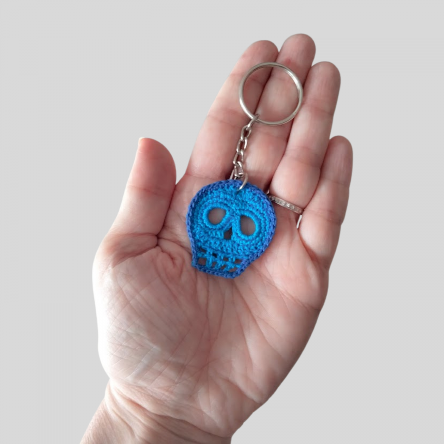 Keychain "Death's Head" Electric Blue