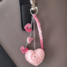 Heart' bag jewel Pink and Bordeaux