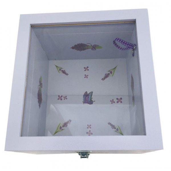Wooden box and its glass lid. Model : lavendula.