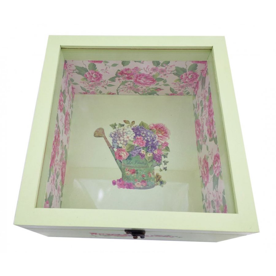 Wooden box and its glass lid. Model : rose garden