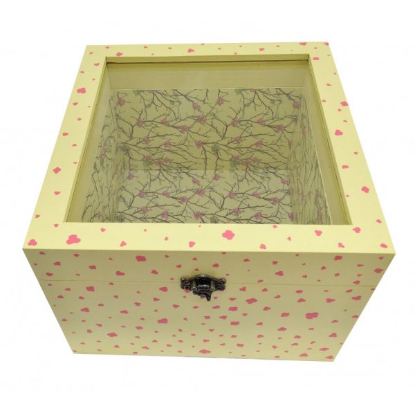 Wooden box and its glass lid. Model : yellow sakura