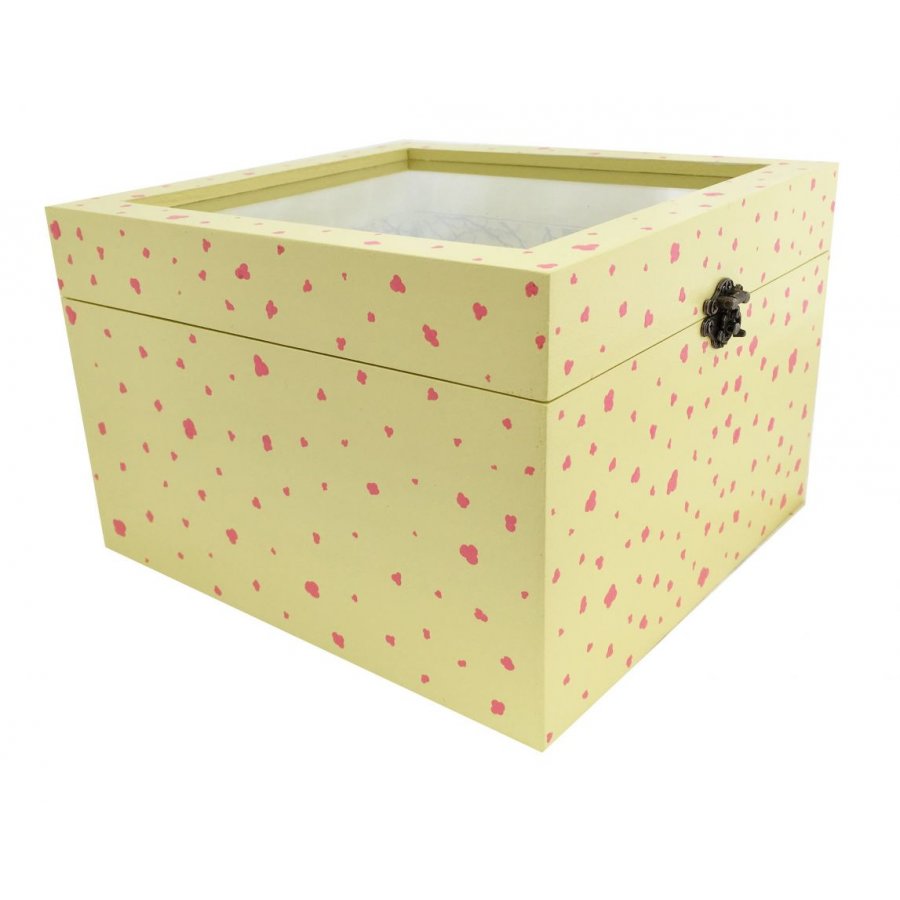 Wooden box and its glass lid. Model : yellow sakura