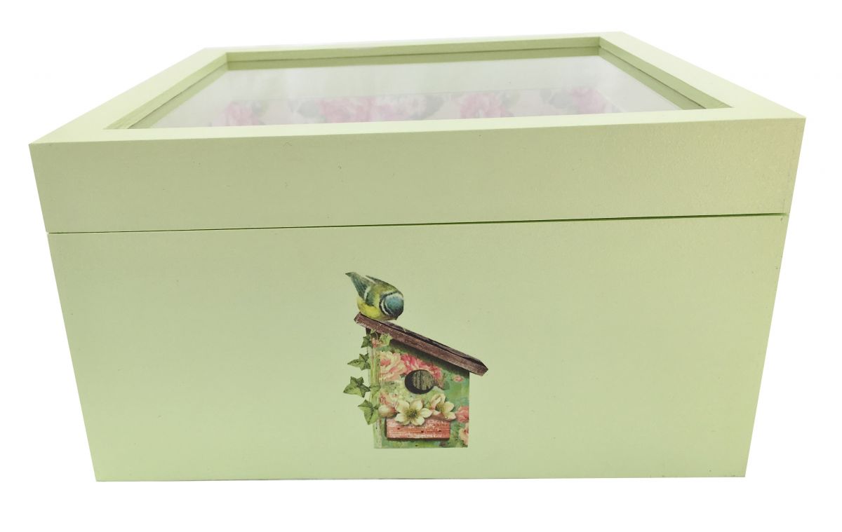 Wooden box and its glass lid. Model : rose garden