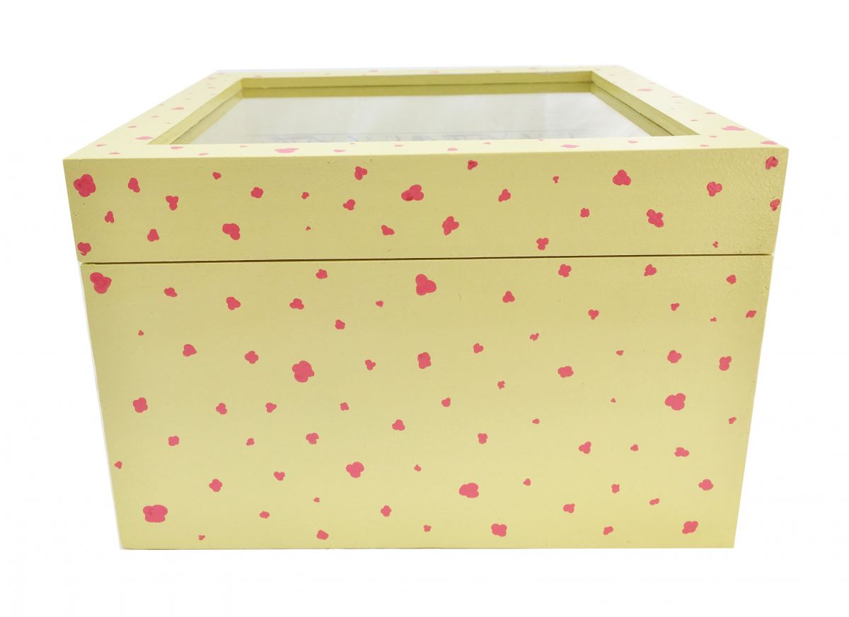Wooden box and its glass lid. Model : yellow sakura