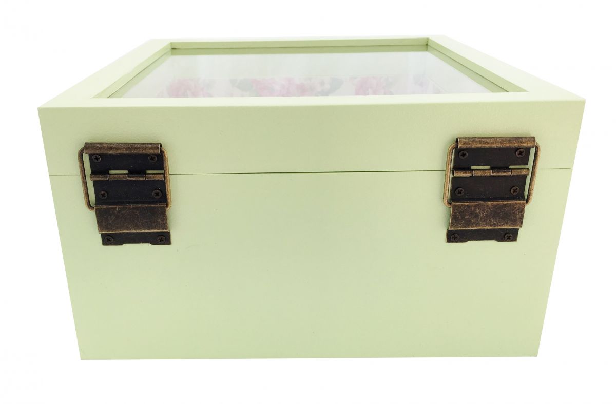 Wooden box and its glass lid. Model : rose garden