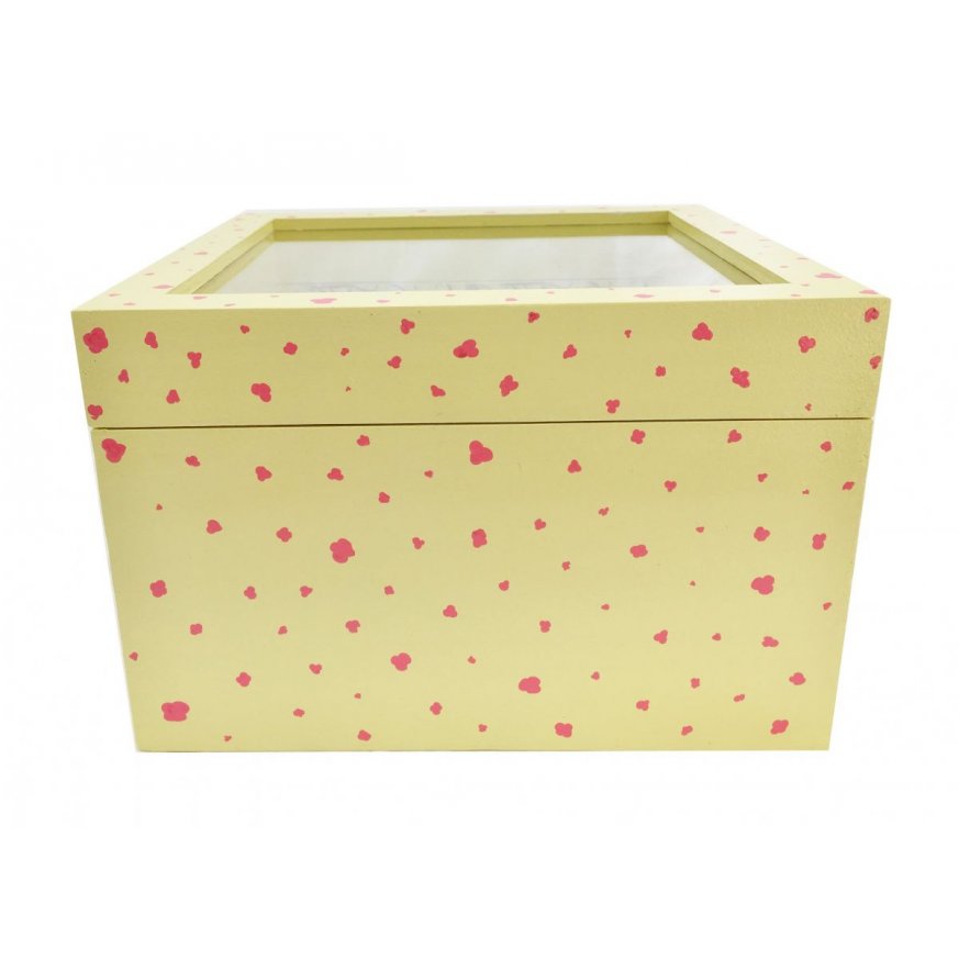 Wooden box and its glass lid. Model : yellow sakura