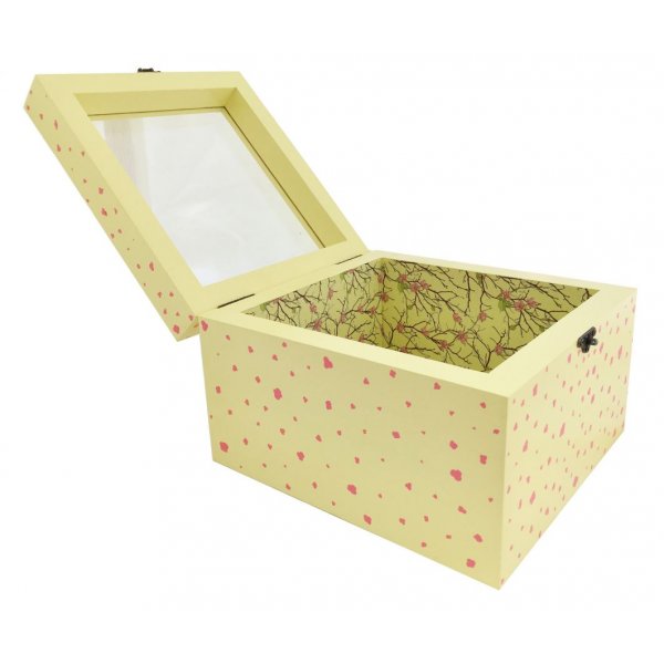Wooden box and its glass lid. Model : yellow sakura