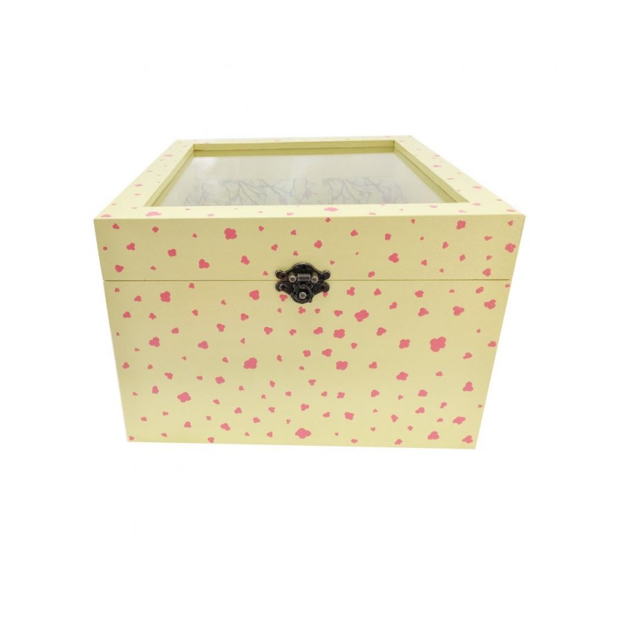 Wooden box and its glass lid. Model : yellow sakura