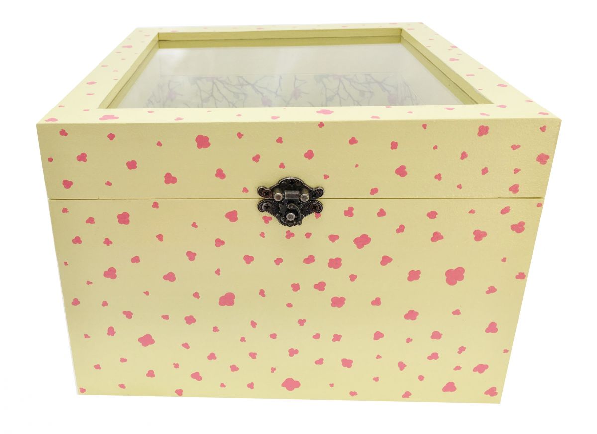Wooden box and its glass lid. Model : yellow sakura