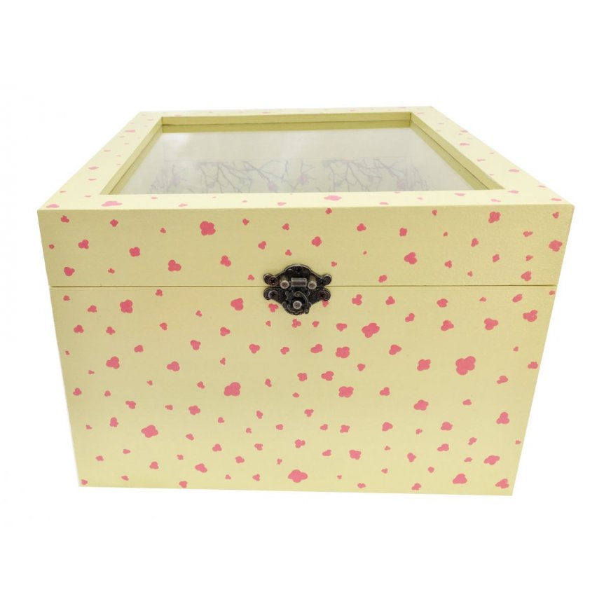 Wooden box and its glass lid. Model : yellow sakura