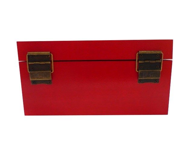 Wooden box inclined and its glass lid. Model : red dragon